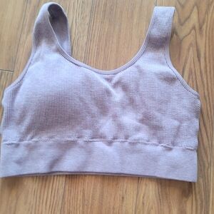 Seamless Ribbed Scoop Neck Bralette - Mauve SO Xl
